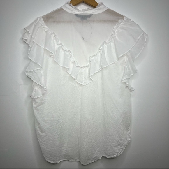 VERONICA BEARD White Jaliyah Cotton Ruffle Top - Picture 5 of 6